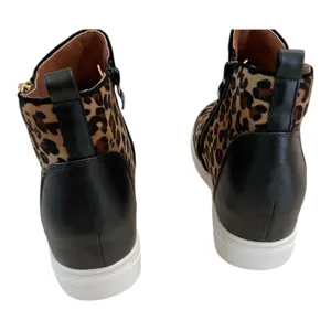 Le Sheelah Leopard Print Wedge Sneakers‎ Hidden Zipper Ankle Boots Size 6 thumbnail 8