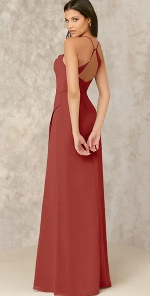 Azazie X KENDALL + KYLIE Cowl Scoop Chiffon Mermaid Dress Terracotta thumbnail 4