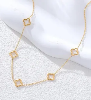 Anthropologie NEW Gold clover necklace adjustable thumbnail 1