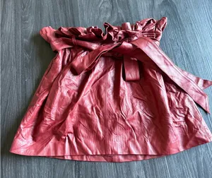 Alice + Olivia Deep Red Faux Leather Mini Skirt thumbnail 1