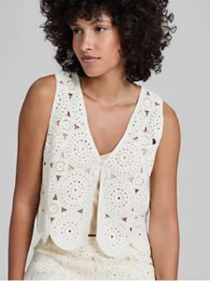 063- And Now This Crochet V-Neck Single-Button Vest Size Small thumbnail 1