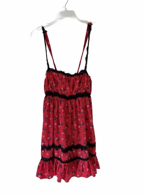Urban Outfitters Elaina Strappy Lace Red Floral Babydoll Mini Dress size SP thumbnail 3