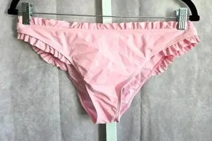 Pink‎ Ruffles Bikini Bottom Swimwear Size Large thumbnail 1