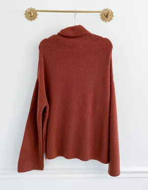 Miracle USA Vici Boutique Orange Rust Turtleneck Flare Sleeve Sweater thumbnail 6