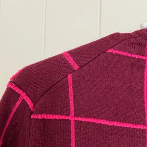 EUC | A New Day women’s maroon pink checkered‎ plaid button cardigan sweater XL thumbnail 7