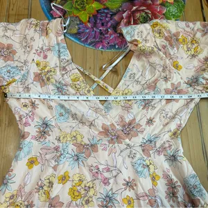 NWOT Lulus Flourishing Feelings Pink Floral Puff Sleeve Midi Dress XL thumbnail 8