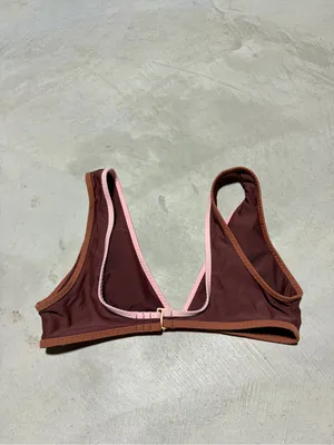 Aerie scoop Triangle swim top bikini with Pink Trim small thumbnail 6