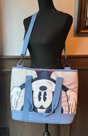 Disney Blue Canvas Mickey cooler Tote with Adjustable Strap thumbnail 1