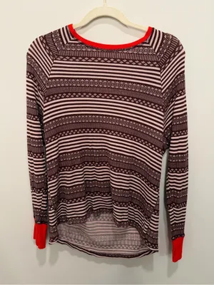 Aerie Fair Isle Stripe Thermal Long Sleeve Top Size Small thumbnail 1