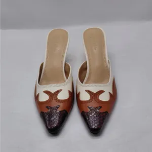 Rylee's Rodeo Western Heels Sz 10 Ivory Brown Pointed Toe Coastal Cowgirl Mules thumbnail 3