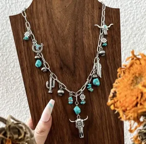 Southwestern turquoise and silver necklace and bracelet set thumbnail 6