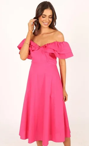 Petal + Pup Cabo frill sleeve dress in magenta NWT thumbnail 4