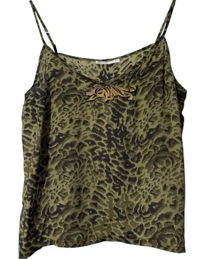 Jeanette Scupin Rare VTG Leopard Print Camisole Embroidered Tiger Top‎ Germany M thumbnail 1