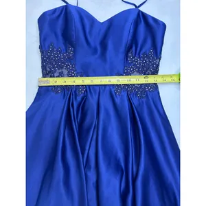 Blondie Nites Womens Juniors Blue Sweetheart Neck Evening Gown Pockets Size 3 thumbnail 8