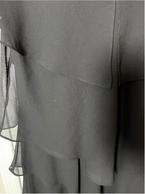 D'Albert Black Tiered Chiffon Dress Size 14 Vintage EUC thumbnail 4