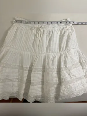 Unsubscribed Brand NWT White Tiered Mini Skirt with Lace Trim Size XS thumbnail 5