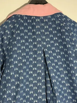Anthropologie Dot & Lu Quilted Blue Floral Jacket Pink Collar Missing Zipper thumbnail 13