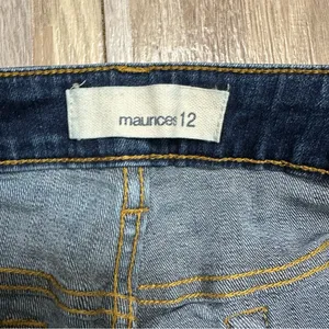 Maurices Dark Blue Distressed Skinny Jeans, Size 12 Short thumbnail 5