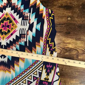 xhilaration Dress Womens Large Blue Multicolor Aztec Tribal Western Whimsical thumbnail 7