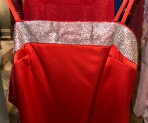These Three Boutique Red With Silver Rhinestone Trimmed Mini Dress thumbnail 6