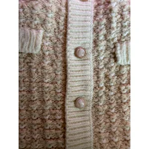 Heartloom Bouclé Sweater Vest Cream Ivory Pearl Button Front Pockets S thumbnail 5