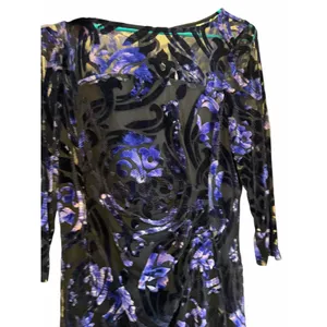 Tahari Arthur S. Levine Floral Velvet Burnout Dress - Size 10 thumbnail 9