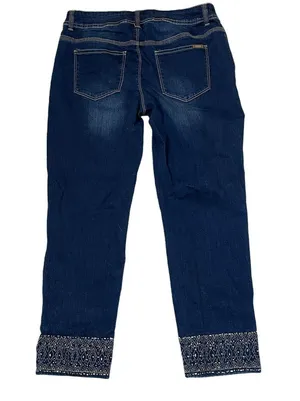 So Slimming By Chico's Womens Jeans Size 0.5 Capri Jeweled Ankles Blue 31X27 thumbnail 5