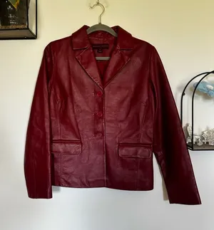 Margaret Godfrey‎ Red Genuine Leather Jacket Size Medium thumbnail 1
