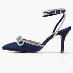Blue and Silver Stiletto Heels with Rhinestone Embellishments thumbnail 5