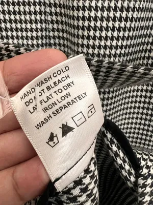 L'Academie Black White Houndstooth Long Trench Coat Women's Small Belted thumbnail 10