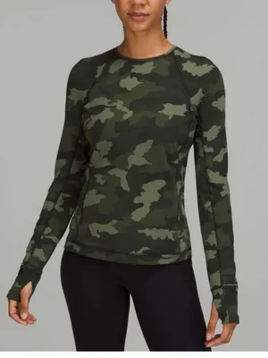 Lululemon It’s Rulu Run Long Sleeve Shirt | Olive Camo | Size 2 thumbnail 1