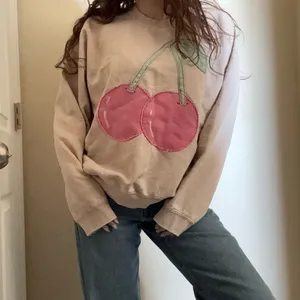 Free People Tricia Fix Fruit Crewneck Sweatshirt Sz Medium Cherry‎ thumbnail 2