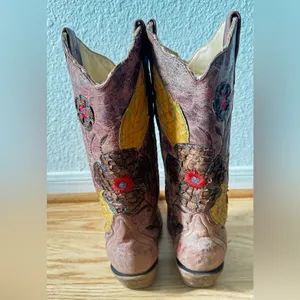 Corral Vintage Distressed Women's Daisy Overlay Cowgirl Boot Snip Toe Size 6 1/2 thumbnail 9