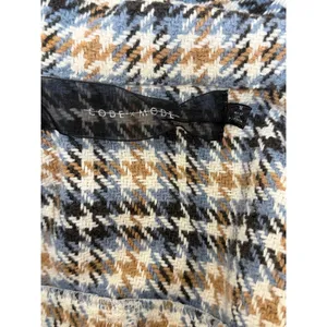 Code x Mode Houndstooth Trench Coat Womens Medium Cream Blue Open Front No Belt thumbnail 8