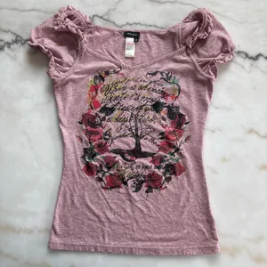 Miss Sixty Y2K Pink Graphic Top Ruffled Fairycore Grunge Coquette Aesthetic Small thumbnail 1