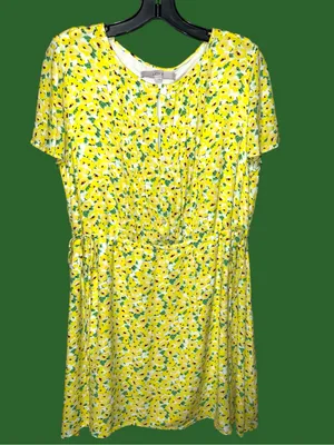 Loft brand adorable Yellow Floral Short-Sleeve Midi Dress thumbnail 4
