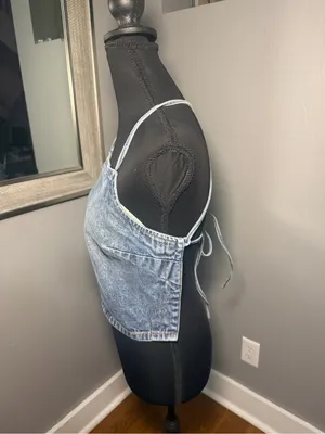 GRLFRND x Revolve Yoli Cross Back Denim Cami Crop Top XS thumbnail 4