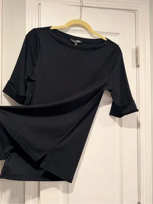 NWOT LRL Ralph Lauren Size L Black Top Cuffed Short Sleeve Stretch Classic Logo thumbnail 3