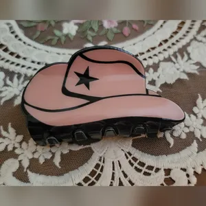 Western Cowboy Hat And Cow Print Hair Clip Set thumbnail 3