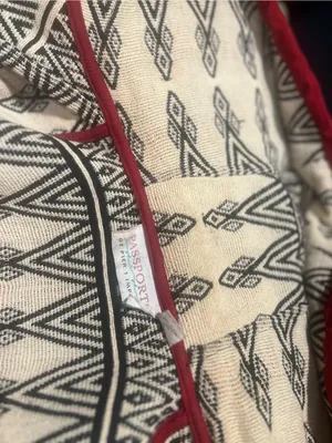 Cozy Geometric Hooded Cardigan Sweater in Black & Red thumbnail 10
