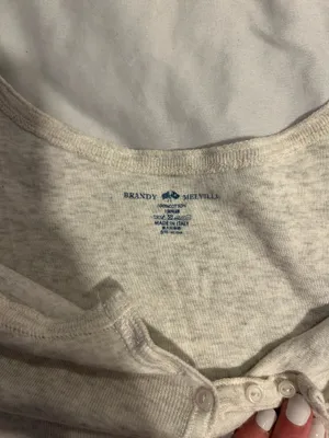 Brandy Melville light grey heather white short sleeve button up shirt thumbnail 2