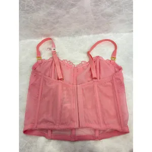 Victorias Secret Dream Angels Pink Mesh Floral Corset Bra Top M-DD E80 thumbnail 3