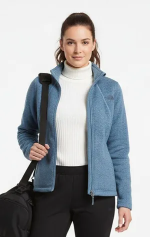 North Face Blue Knit Long Sleeve Zip Up Jacket M thumbnail 1