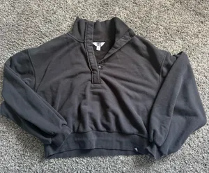 JoyLab Black Snap-Front Funnel Neck Sweatshirt thumbnail 1