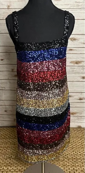 GAP multicolored striped sequin bodycon sleeveless mini dress Size Small thumbnail 1