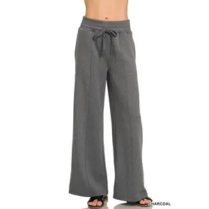 Zenana Scuba Collared Short Sleeve Pullover & Center Seam Pants Set - Medium‎ thumbnail 3