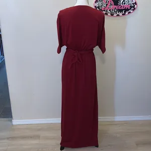 Angvns Amazon dark red ruched open sleeves maxi dress thumbnail 7