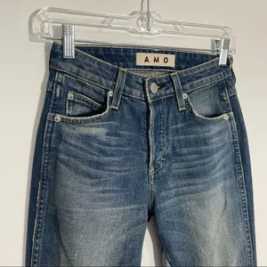 AMO Crop Boot Jeans Distressed Raw Hem‎ Size 24 Retro Street Style Casual Cool thumbnail 4