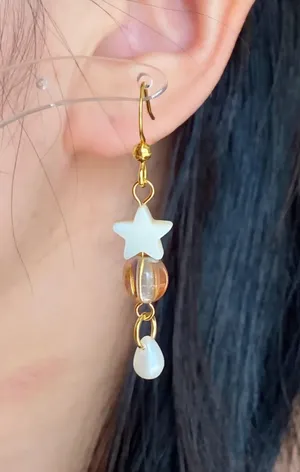 Handmade fairy whimsy star & teardrop dangle earrings🩵🌟 thumbnail 5