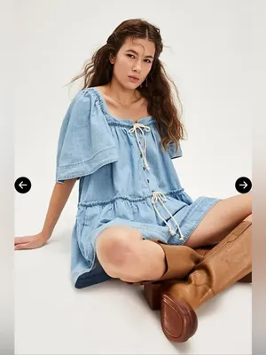 Free people County Line Denim Romper thumbnail 2